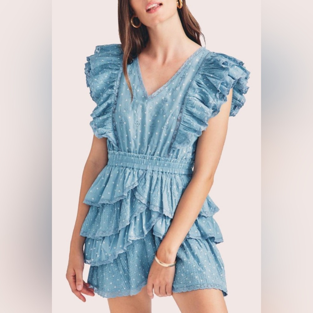 LoveShackFancy Light Blue Lace Dress
